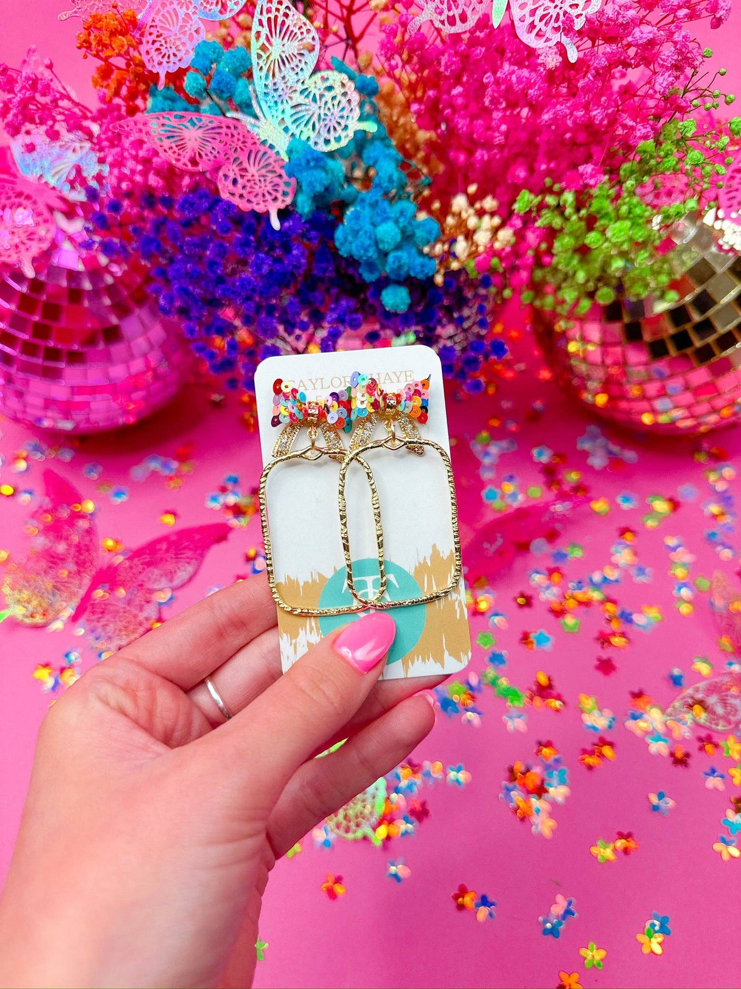 Rainbow Bethany Bow Hoops: Rectangle