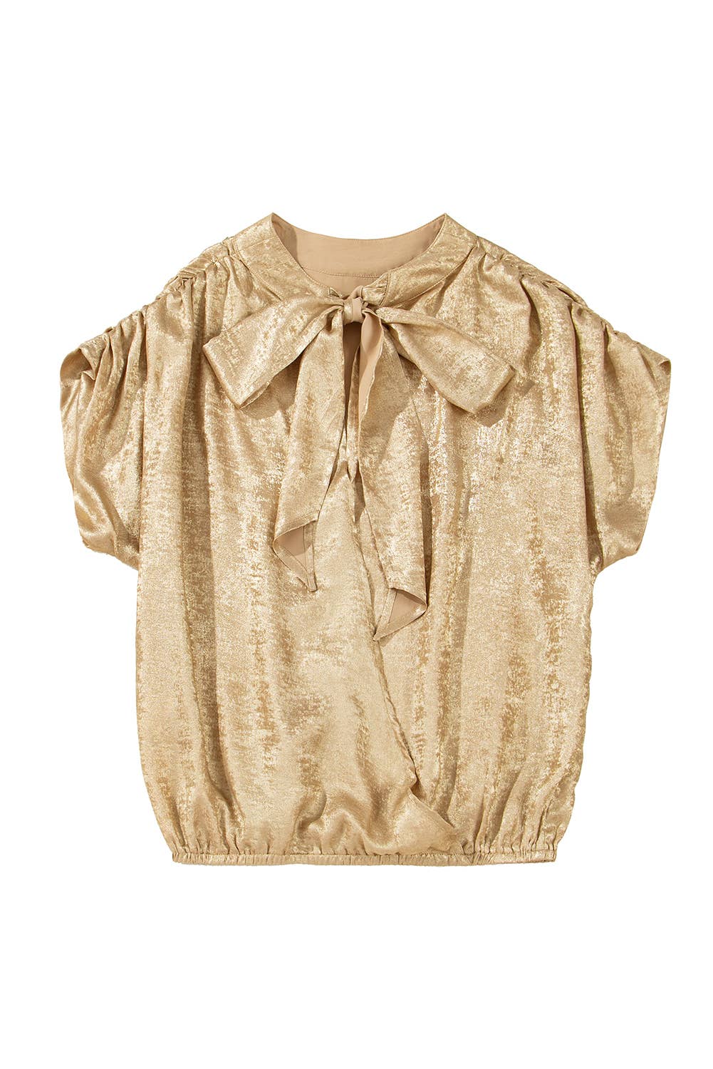 Metallic Knot Back Short Sleeve Top