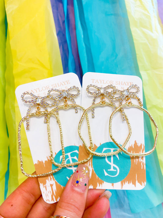 Nina Bow Hoops: Rectangle