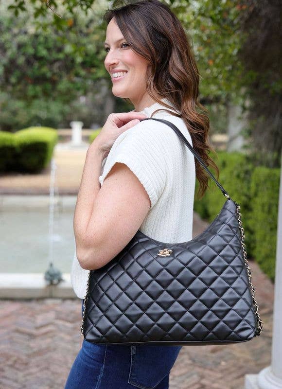 Quilted Black Tote